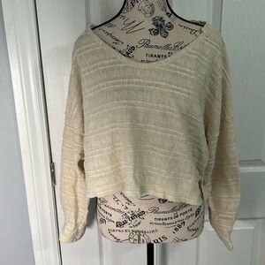Gently used We the Free cream/light yellowish long sleeve cropped top in size M